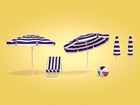 Beach - Summer Pack -- Umbrella Sun Parasol Chair Lounger Ball