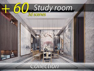 3D Collection study room 3d model - library room model