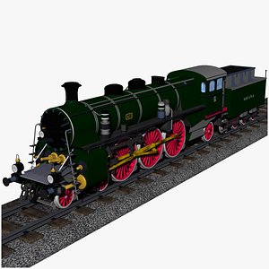 bavarian s 3-6 steam locomotive 3D