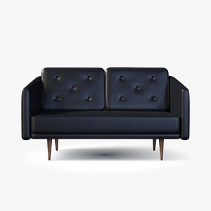 black leather sofa 3D model