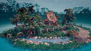 Stylized medieval garden 3D model