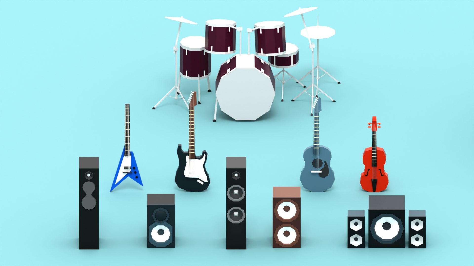 STYLIZED MUSIC INSTRUMENTS 3D MODEL PACK LOW POLY GAME READY PIANO DRUM GUITAR SPEAKER FBX OBJ BLEND 3D https://p.turbosquid.com/ts-thumb/k8/b3MQgU/HF/8/jpg/1773903773/1920x1080/fit_q87/2c08000d6b3bf0bee7535f58aabe056dd8b67043/8.jpg