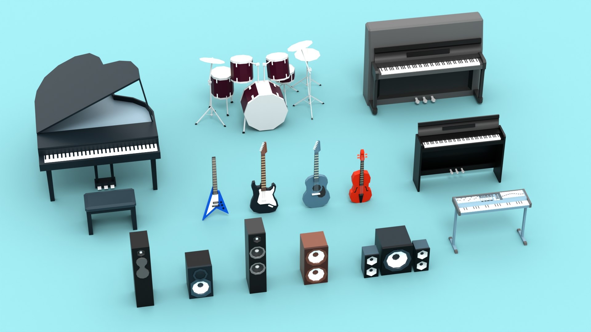 STYLIZED MUSIC INSTRUMENTS 3D MODEL PACK LOW POLY GAME READY PIANO DRUM GUITAR SPEAKER FBX OBJ BLEND 3D https://p.turbosquid.com/ts-thumb/k8/b3MQgU/Xx/2/jpg/1773903770/1920x1080/fit_q87/6d2ac2cad1d92f337884c6b927a4d8c0d8ebf7ca/2.jpg