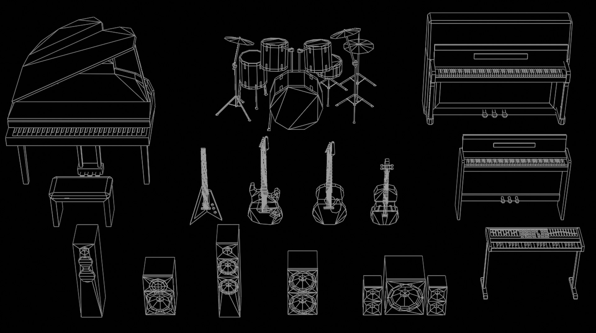 STYLIZED MUSIC INSTRUMENTS 3D MODEL PACK LOW POLY GAME READY PIANO DRUM GUITAR SPEAKER FBX OBJ BLEND 3D https://p.turbosquid.com/ts-thumb/k8/b3MQgU/dz/wireframe2/png/1773903775/1920x1080/fit_q87/3bd4cab48a80163693a8e4c0f3aee94e3e4ba466/wireframe2.jpg