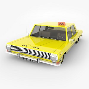 Cartoon Car Taxi GAZ 24 from USSR 3D model
