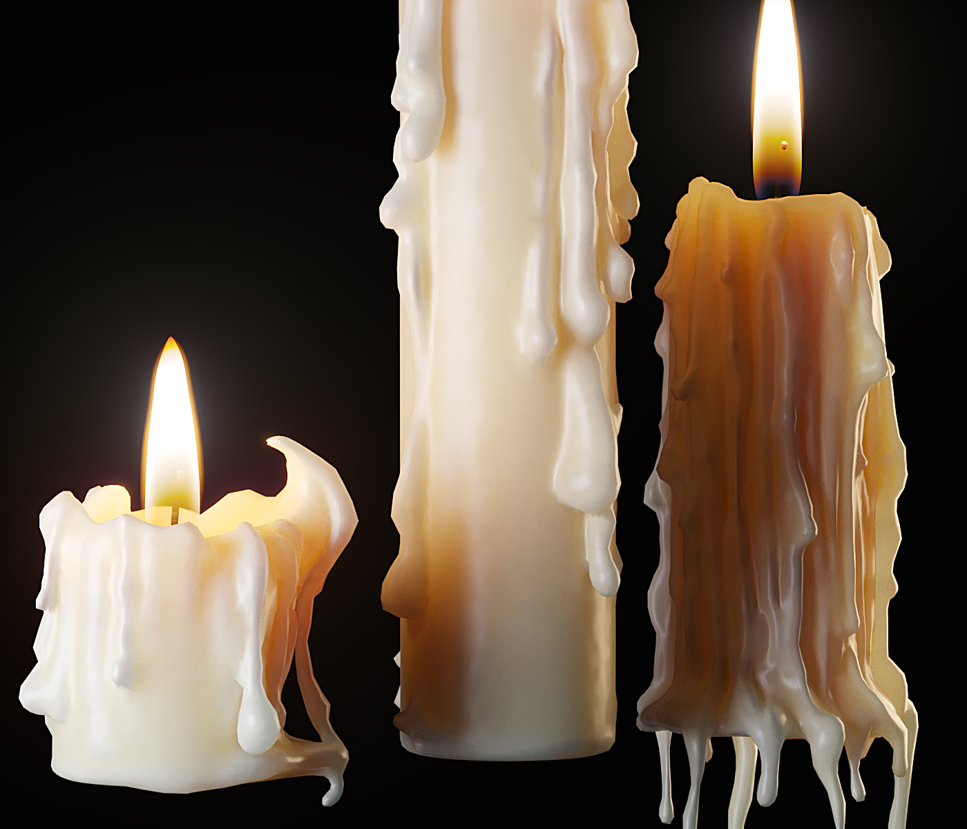 3D melted candles - TurboSquid 1508096