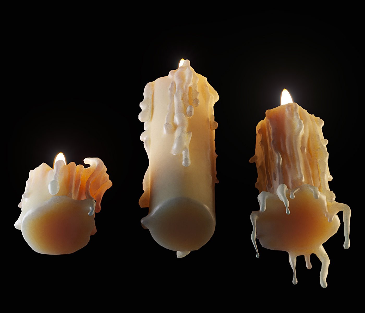 3D melted candles - TurboSquid 1508096