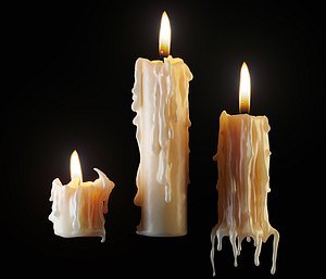 Three melted candles