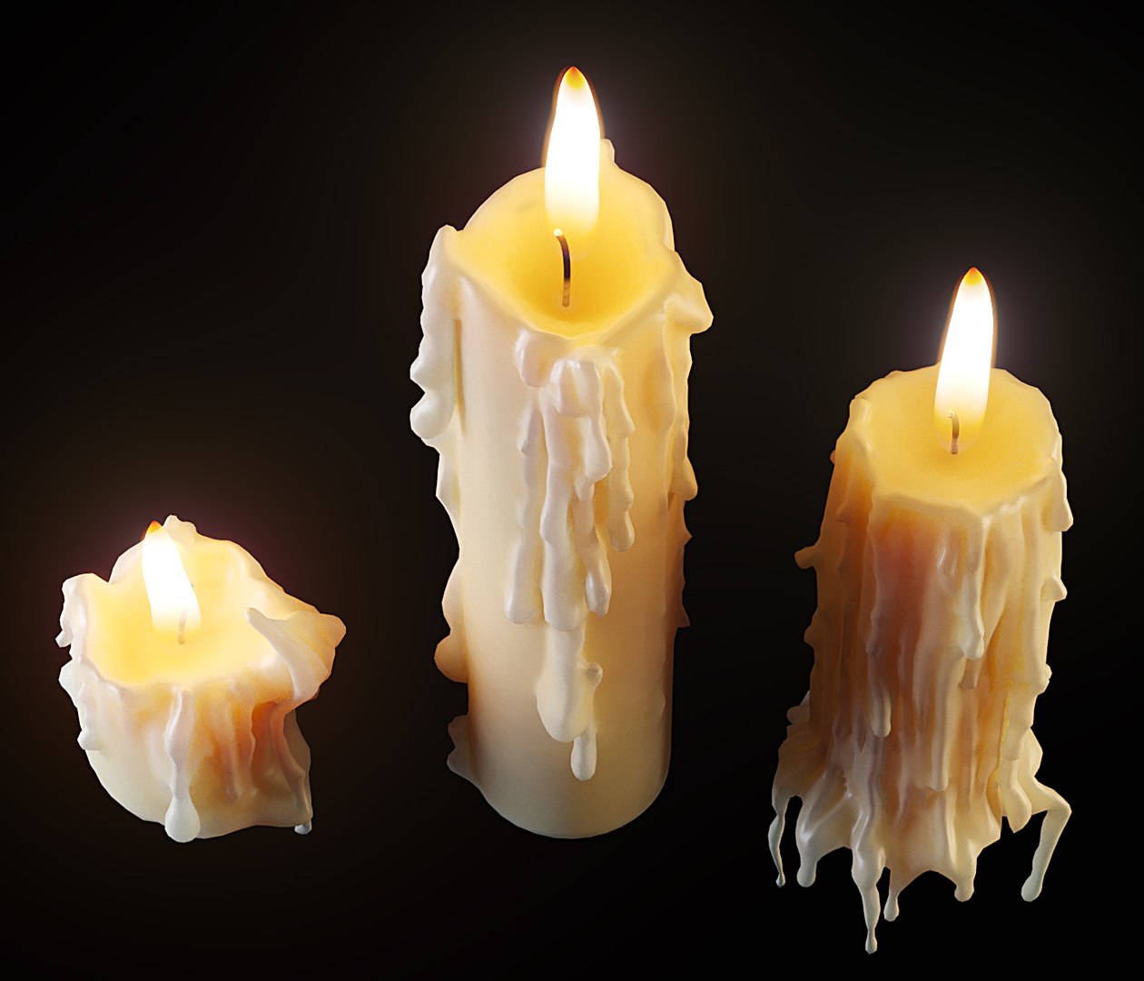 3D Melting Wax Candle Red - TurboSquid 2097748