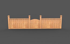 Wooden fence 3D model 3D model