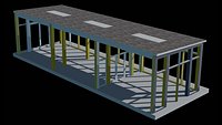Sunroom 3D Model - Glass Garden Room Extension for House Patio and Backyard Landscape Scene