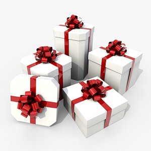 Gift Boxes - 5-Pack with Tied Ribbon Rosette model