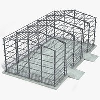 Industrial Steel Frame Hangar with Foundation