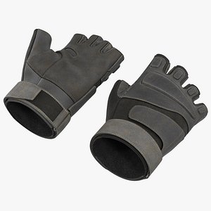 US Soldier Gloves 2 Black Short Finger 3D Model