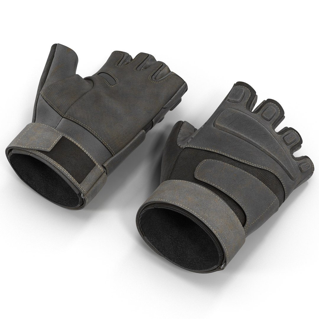 US Soldier Gloves 2 Black Short Finger 3D Model 3D model preview