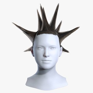 Liberty Spikes Punk Brown Hairstyle 3D Asset 3D model