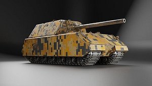 Low Poly Maus Panzer Tank - 3 Skins - Shell