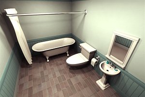 obj cartoon bathroom scene