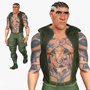 3D Cartoon Rigged Adventure Action Man 3 Character 3D Model model