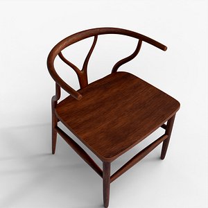 Classic Dark Wood Dining Chair 3D Model