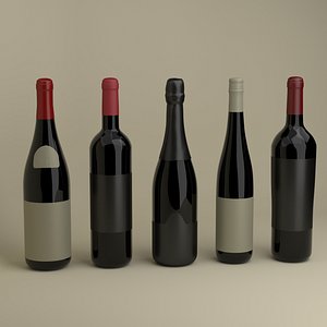 3D wine bottles