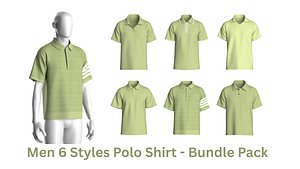Men 6 Styles Polo Shirt - Bundle Pack 3D model