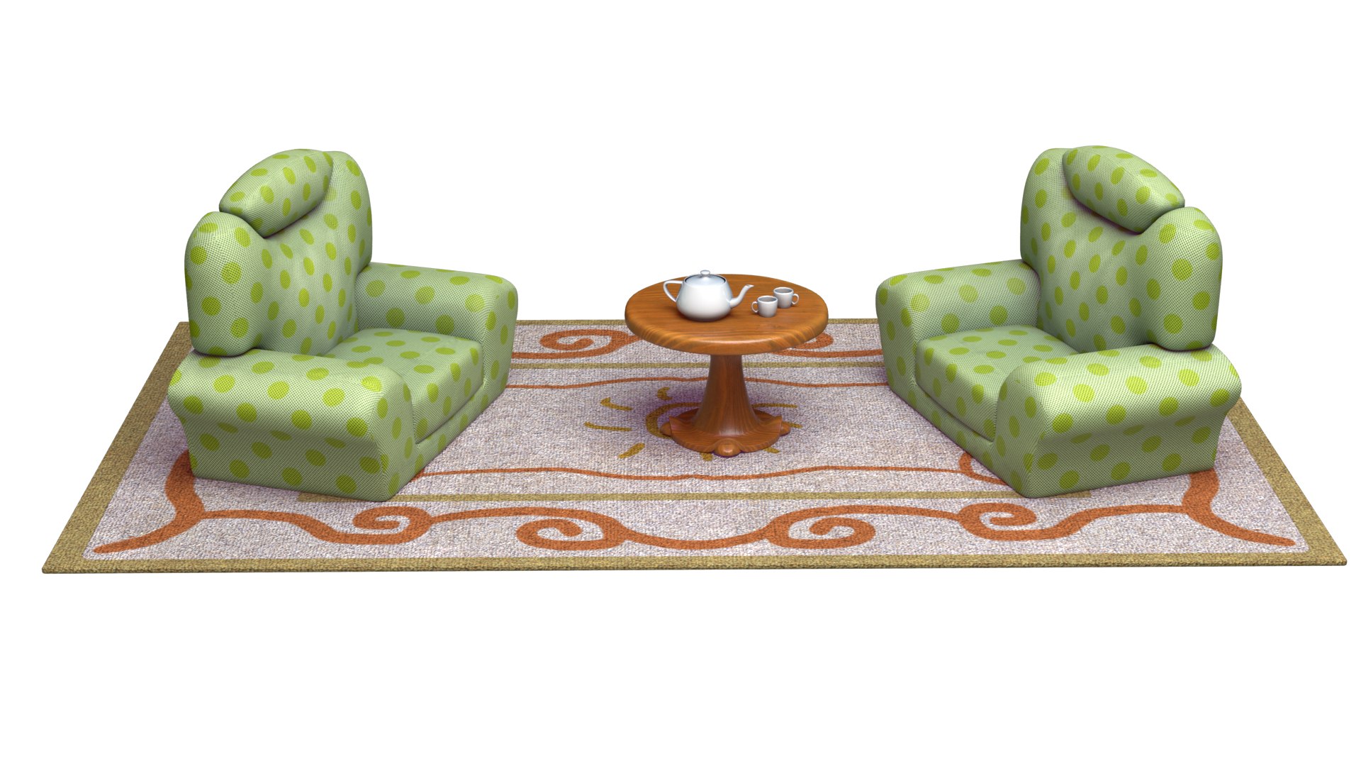 Cartoon Sofa Table Reception Hall Sofa Carpet Furniture Table 3D Model ...