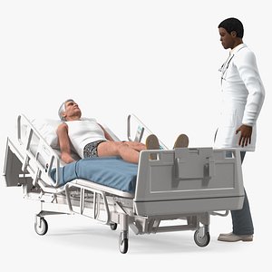 Patient on Hospital Bed 2 and Doctor Rigged for Modo 3D model