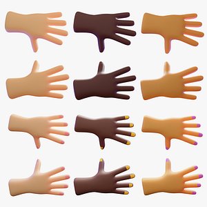 Different skincolors and gender of cartoon human hands advanced rigging
