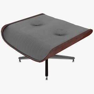 Eames Ottoman Black Leather Mahogany Details