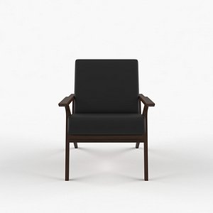 Otio Black Leather Walnut Lounge Chair