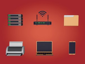 Cartoon IT Pack - Laptop - Smartphone - Server - Router