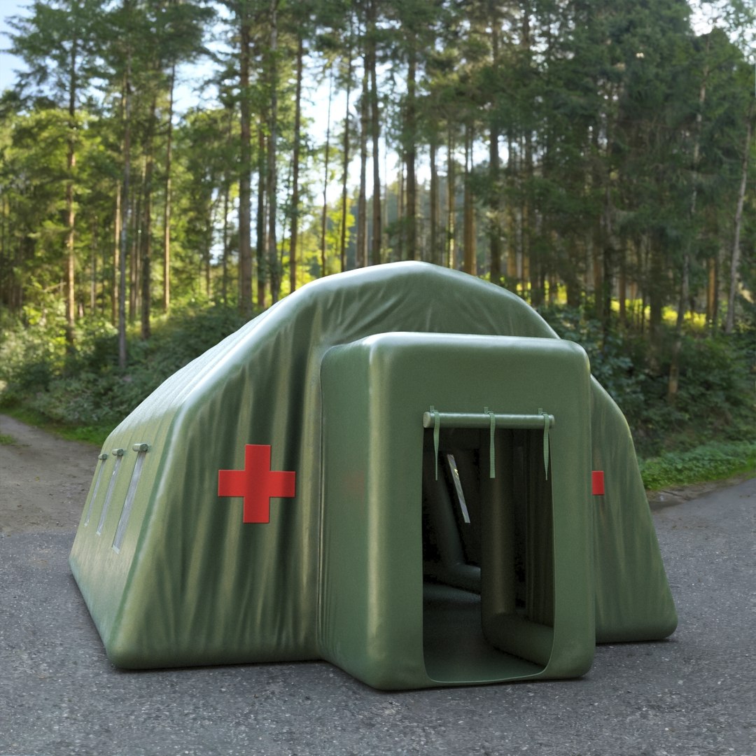 Green Inflatable Medical Tent Open 3D model preview