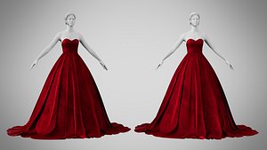 Dress 47 Crimson Velvet 3D model