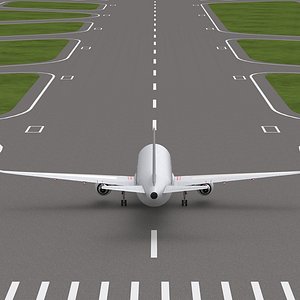 Airport Runway With Airbus A320 3D model