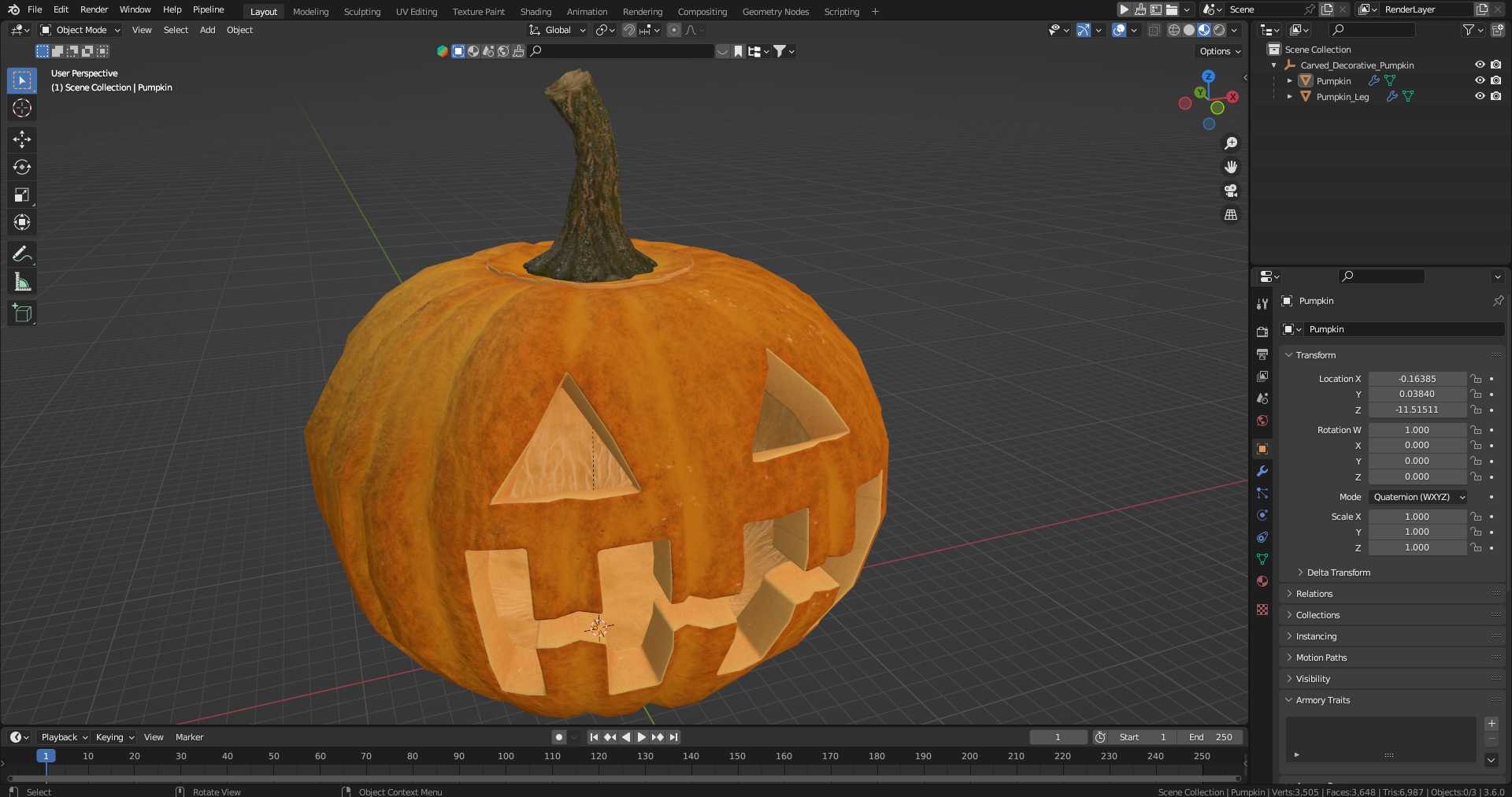 Carved Decorative Pumpkin 3D https://p.turbosquid.com/ts-thumb/kA/umHVN6/Px/carved_decorative_pumpkin_1001/jpg/1741261033/1920x1080/fit_q87/f0c9b68a0270666154e966e126a9723007eba6a8/carved_decorative_pumpkin_1001.jpg