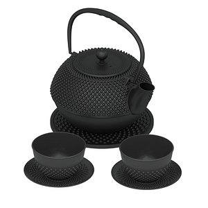 3D japanese cast iron tea kettle