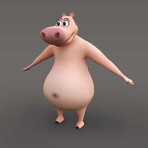 hippo cartoon 3d model