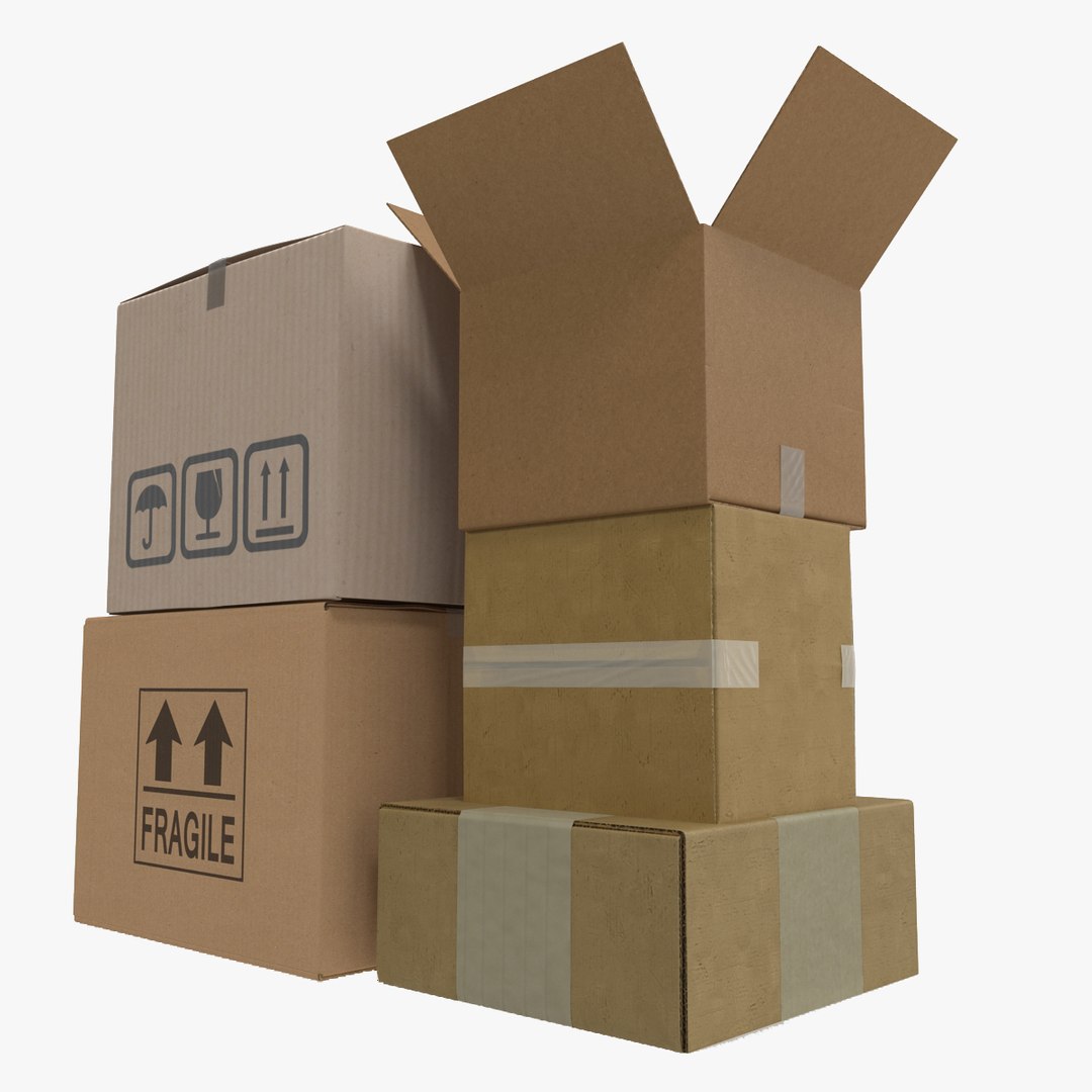 Cardboard Boxes Collection 2 3D model preview