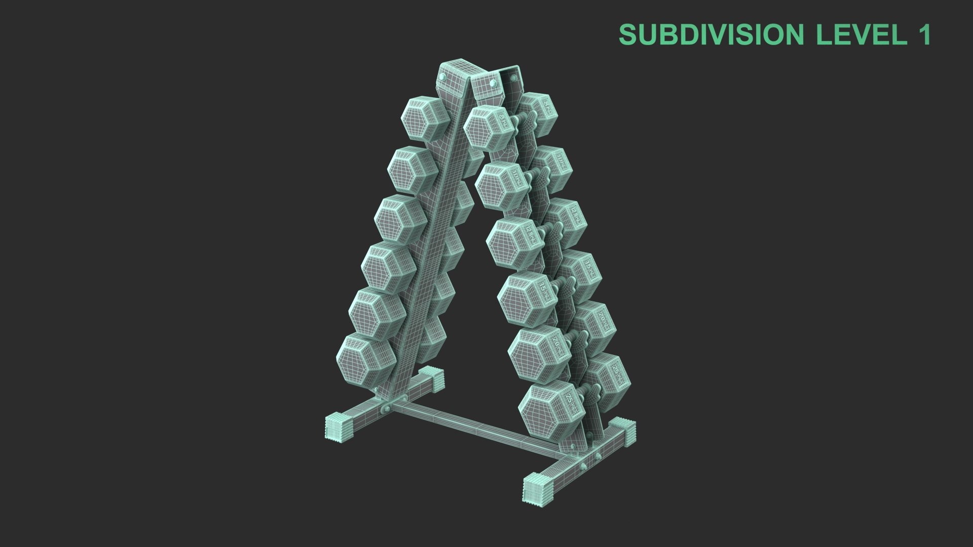 Dumbbell Set 3D model https://p.turbosquid.com/ts-thumb/kB/7XUatE/4i/wireframe_0004/jpg/1762925990/1920x1080/fit_q87/34093bd56ac18f95d60b554a6789c3fef530d57e/wireframe_0004.jpg