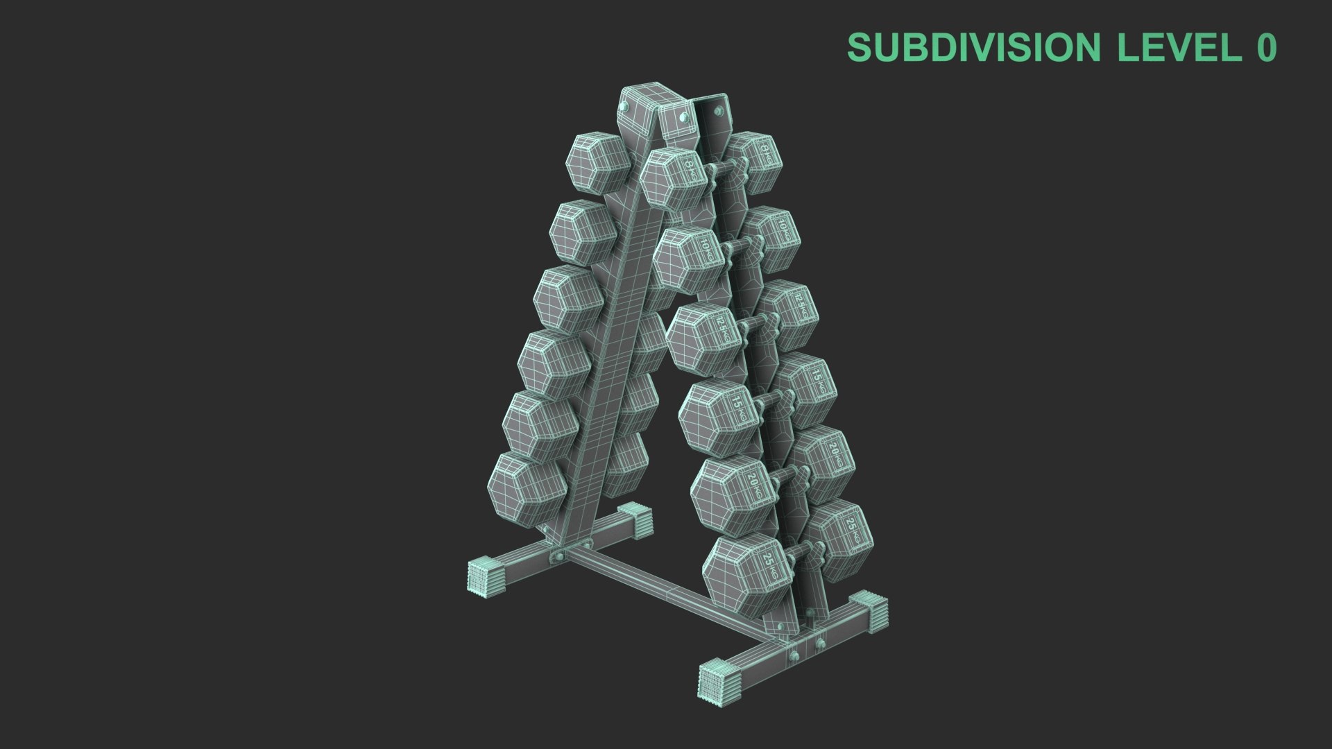 Dumbbell Set 3D model https://p.turbosquid.com/ts-thumb/kB/7XUatE/Q5/wireframe_0009/jpg/1762925992/1920x1080/fit_q87/b6f740316dca0b10dc34935f2a59833b2c9de223/wireframe_0009.jpg