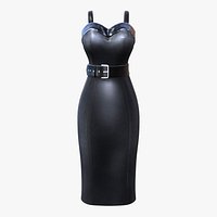 Retro Rockabilly Pinup Style Leather Long Dress Outfit