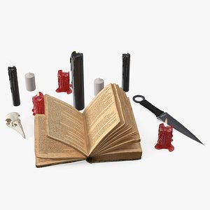 Occult Ritual Setup with Ancient Book and Candles