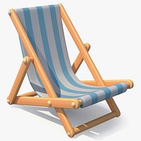 Cartoon Beach Deck Chair with Striped Fabric