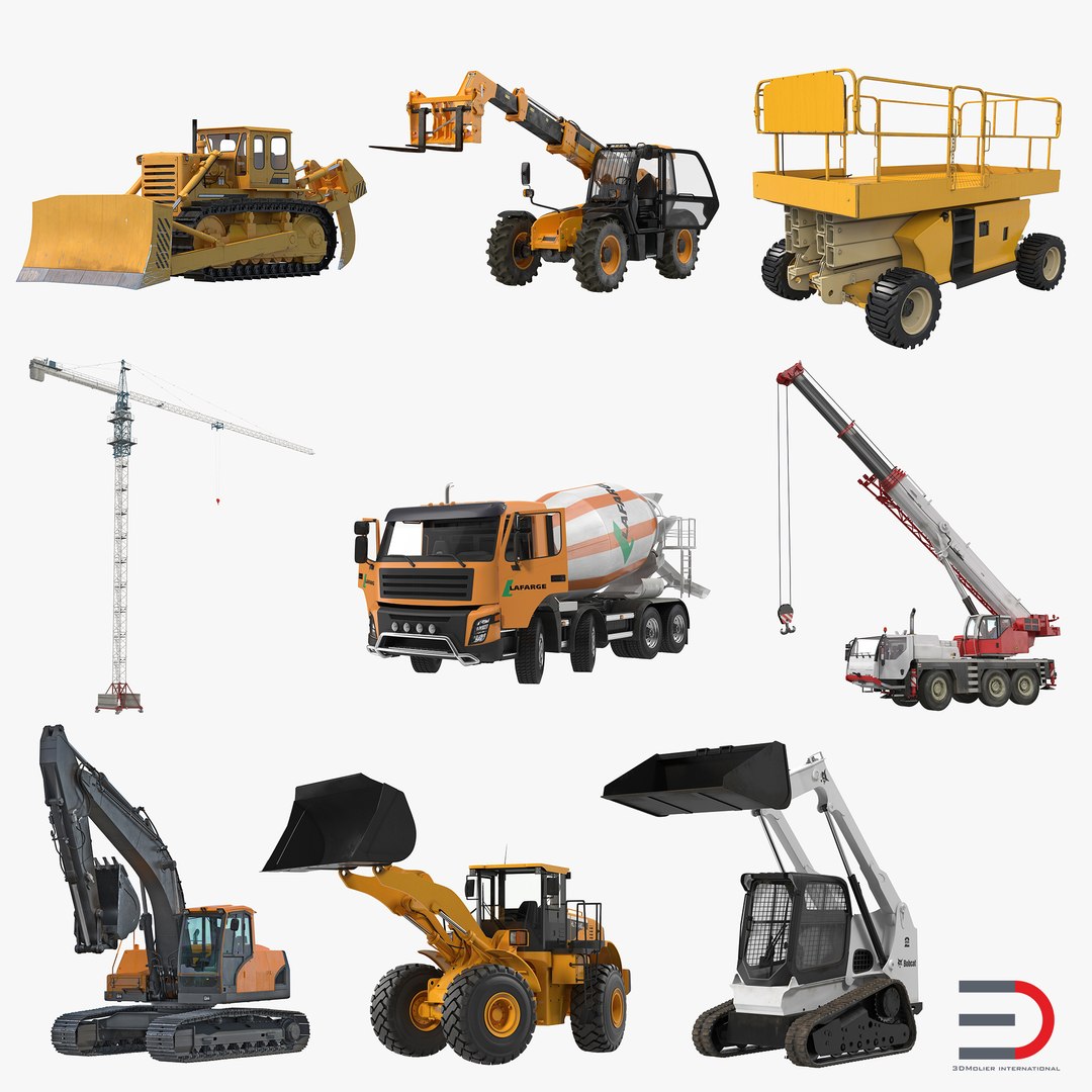 Construction Vehicles Rigged Collection 3D Models 3D model preview