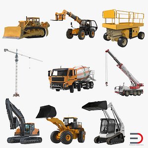 Construction Vehicles Rigged Collection 3D Models