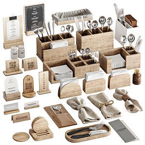 restaurant table accessories set1 3D model