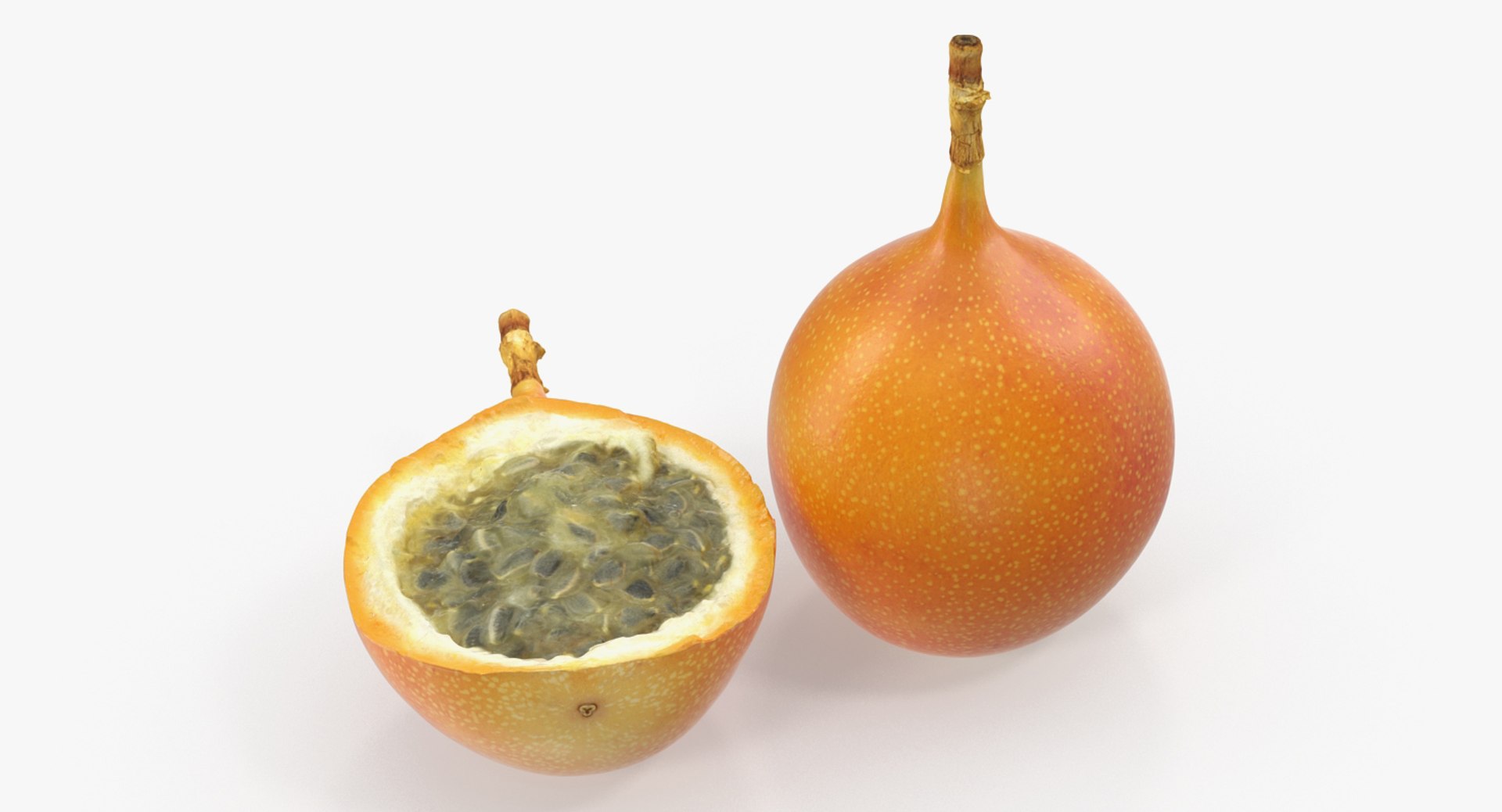 Granadilla Whole and Slice Fruit 3D model preview
