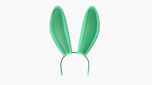 Furry Ears Tiara C07 Green - Headband Character Design 3D model