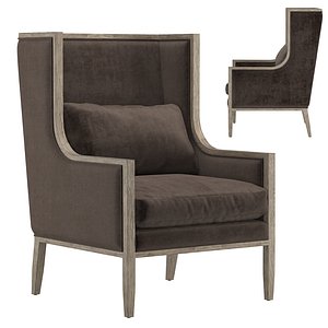 FRENCH CONTEMPORARY SLOPE ARM WINGBACK CHAIR 3D model